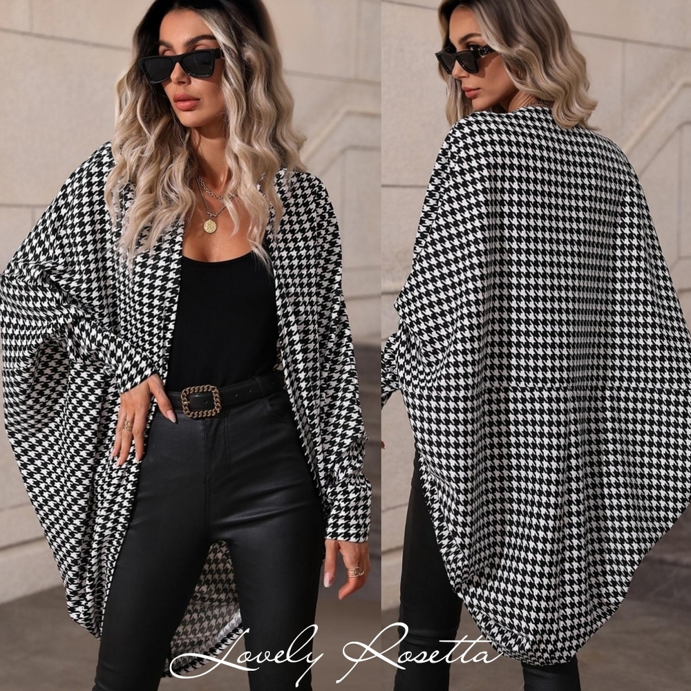Monochrome Houndstooth Cardigan